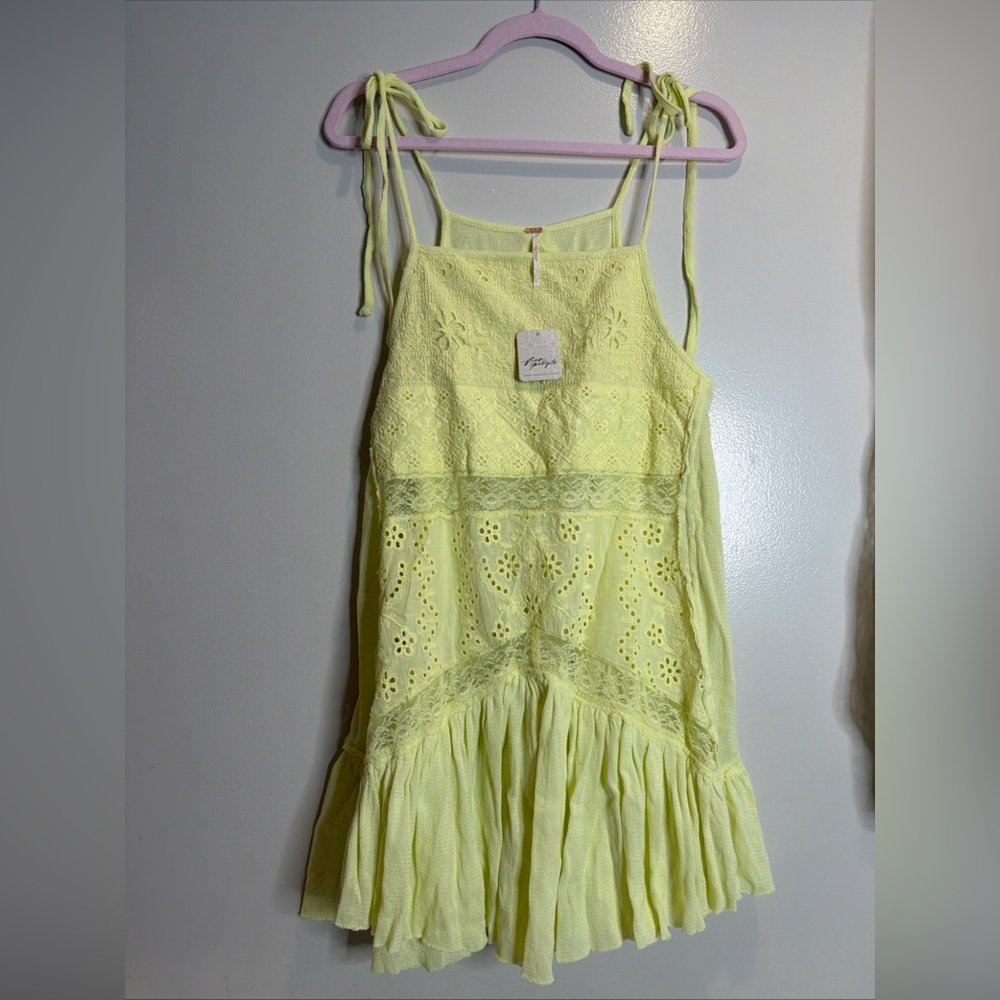 Free People Calipso Tank Longline Crochet Ruffles Tunic Coverup Dress L - Picture 5 of 8